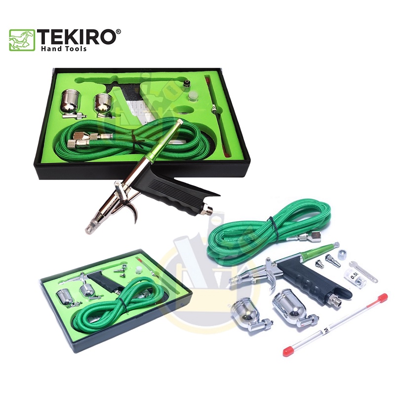 TEKIRO Air Brush Set 8 pcs 0.3 MM 7cc &amp; 10cc / Spet Cat Lukis Pistol Paint Brush Alat Semprot Cat