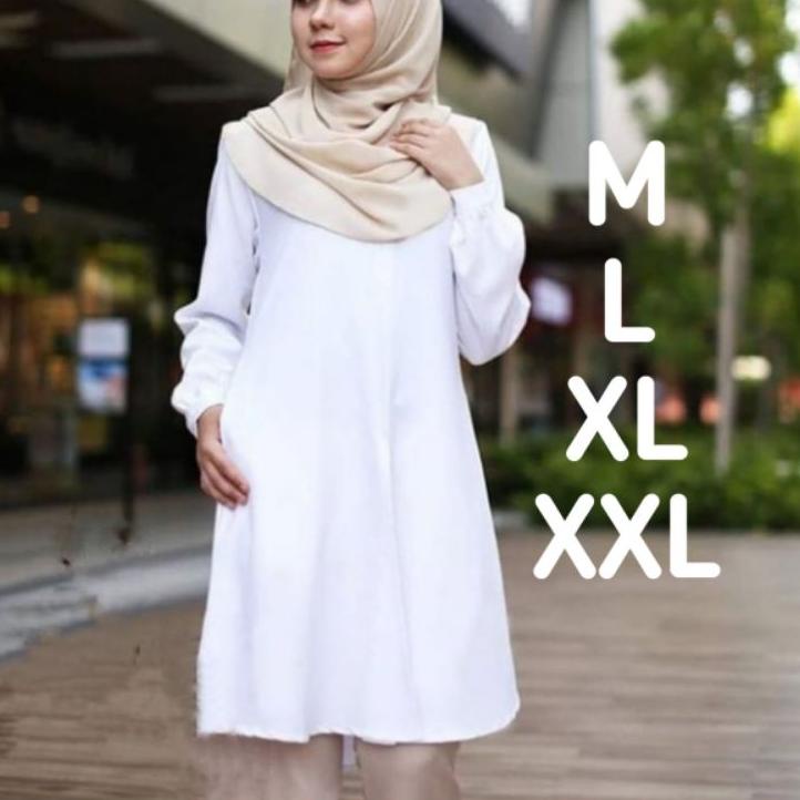 Muraaaahh.. Tunik Dress Wanita Dewasa Lengan Panjang Warna Putih Cantik Terbaru 2022 Baju Atasan Tun