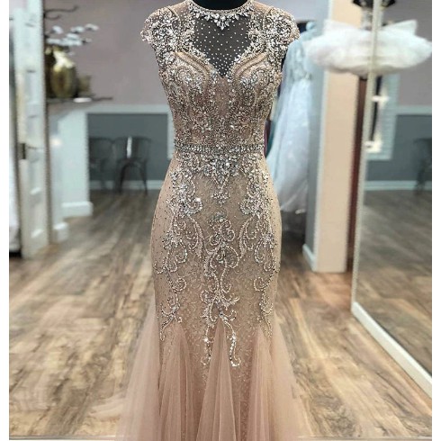 Rhinestones Evening Dress 2020 Luxury Long Mermaid Evening Gowns Pageant Women Party Dresses Tulle