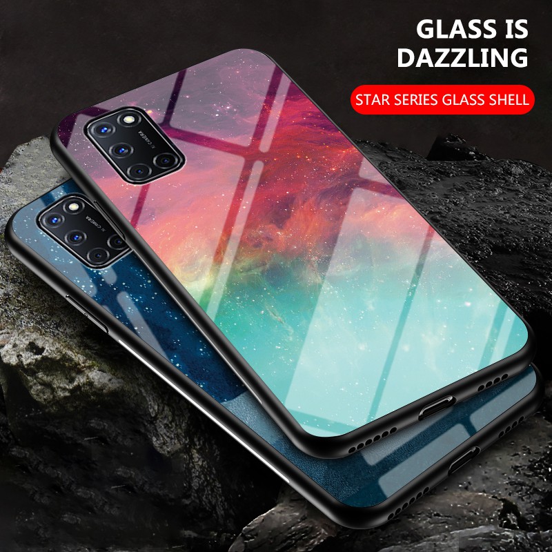 OPPO A52 A92 hard phone case glass cover Starry sky