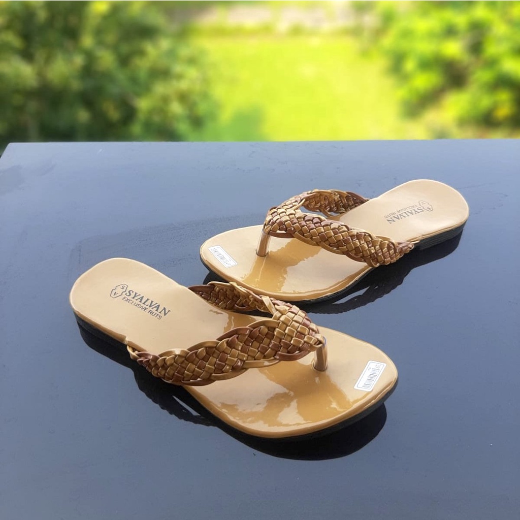 SDPD09 Sandal Wanita Perempuan Sandal Teplek Jepit - Motif Rajut