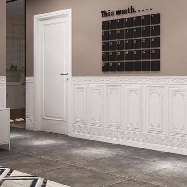 ☆ Wallpaper Dinding Sticker 3D Motif Kayu Jati Jendela Foam 5MM Lantai - Putih ♣