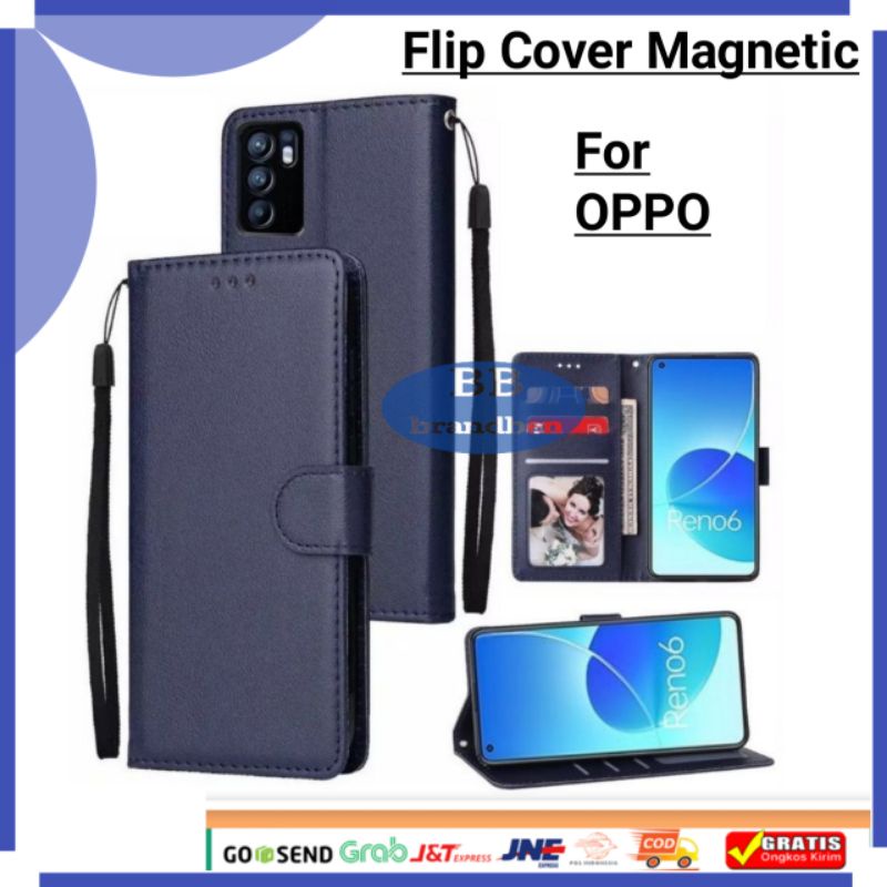 Oppo Reno2f Reno4 Reno4f Reno4Pro Reno5 Reno5F Flip Cover Kulit Wallet Leather Case Dompet Hp Casing