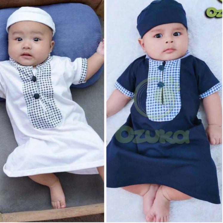 "MH.27Jn22ᴸ" Baju bayi laki-laki baju muslim bayi laki-laki gamis koko bayi putih jubah bayi Newborn