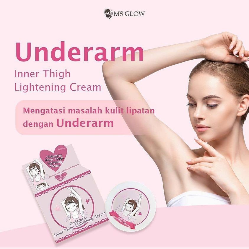 MS GLOW UNDERARM INNER THIGH LIGHTENING CREAM PEMUTIH KETIAK LIPATAN PAHA STRETCH MARK SIKU LEHER KEMASAN TERBARU BARCODE ORIGINAL  EXPIRED MASH LAMA NEW FORMULA