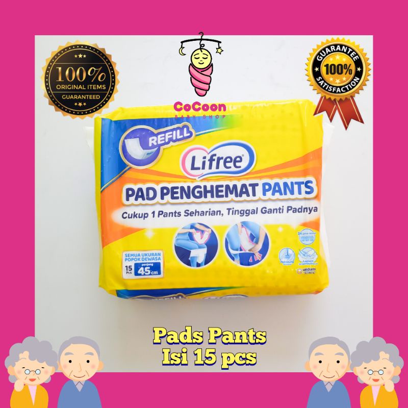 Pads Popok Dewasa Lifree Pad Penghemat Refill Pants Celana 15 pcs