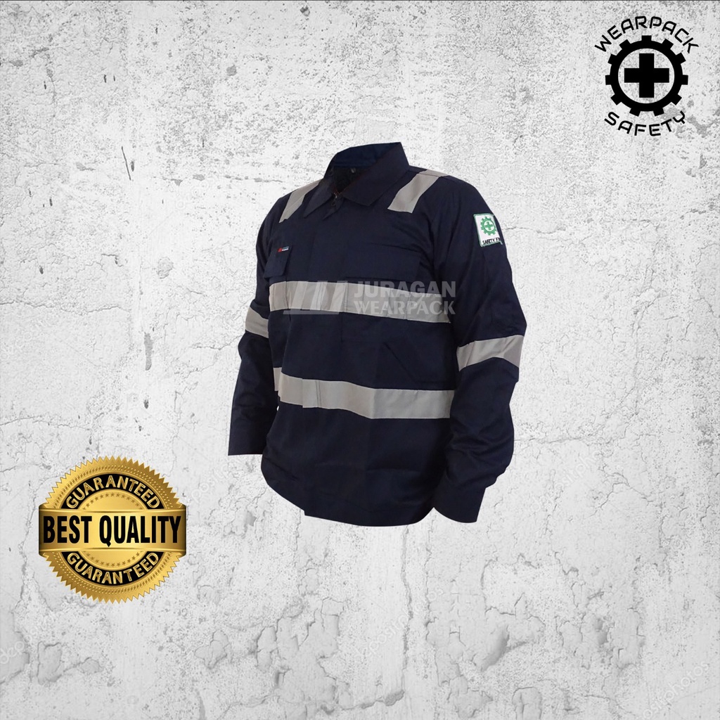 Wearpack Safety / Kemeja Atasan Lengan Panjang Warna Biru Navy