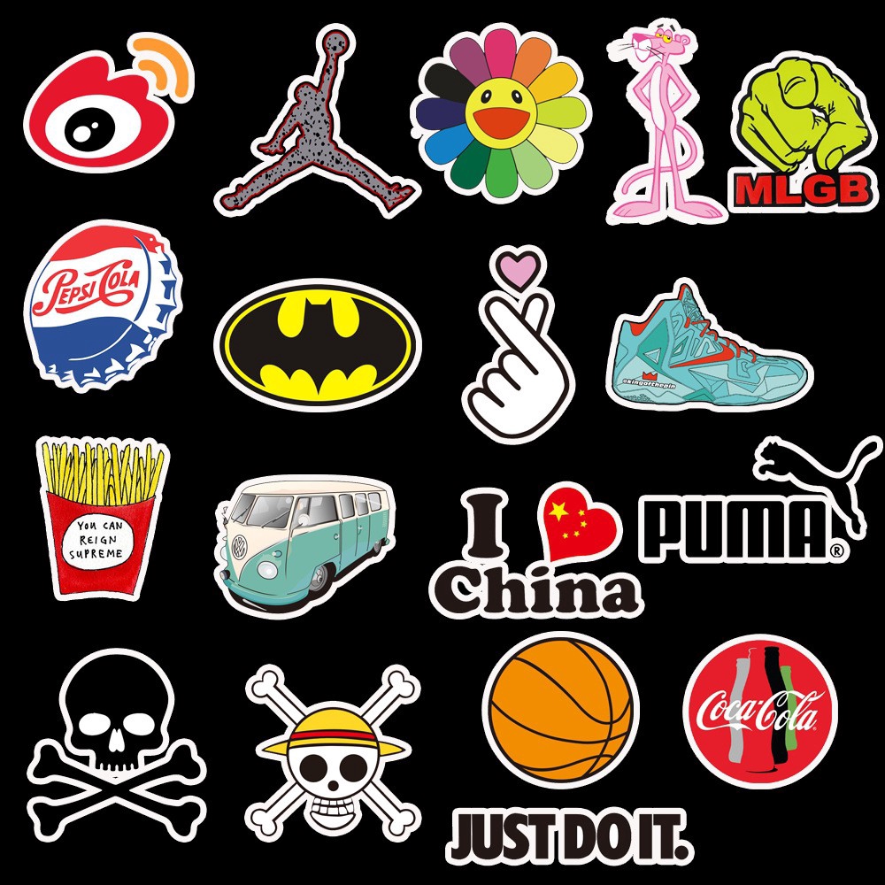 Cool Brand Stickers 100 Pack Decals for Laptop Computer Skateboard Water Bottles Car Teens Sticker