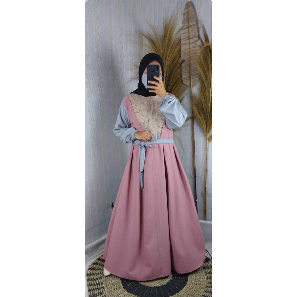 Dress AKIRA MX BRUKAT ITYCREPE PREMIUM adem busui modis modern PASTEL SHABBY