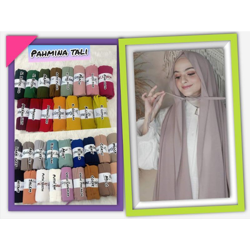 PASHMINA TALI / HIJAB INSTAN / FASHION / MUSLIMAH / PASMINA KARET