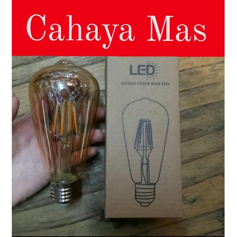 Jual LAMPU LED EDISON FILAMENT CAFE ST64 4 WATT E27 FILAMEN LED ST 64 ...