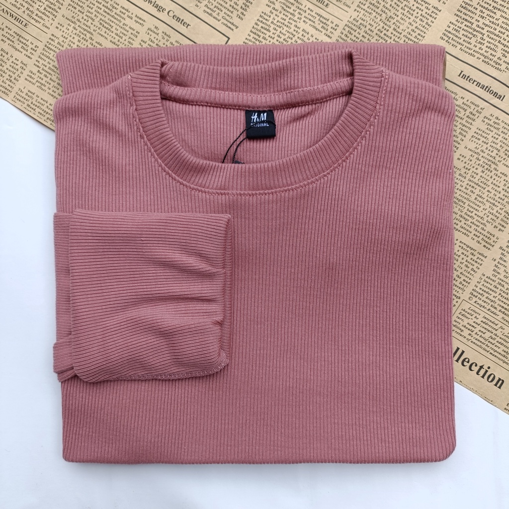 PART II Kaos Rib Premium / Kaos Grosir / Kaos Rib Premium Tebal / Kaos Lengan Panjang Termurah-Blush