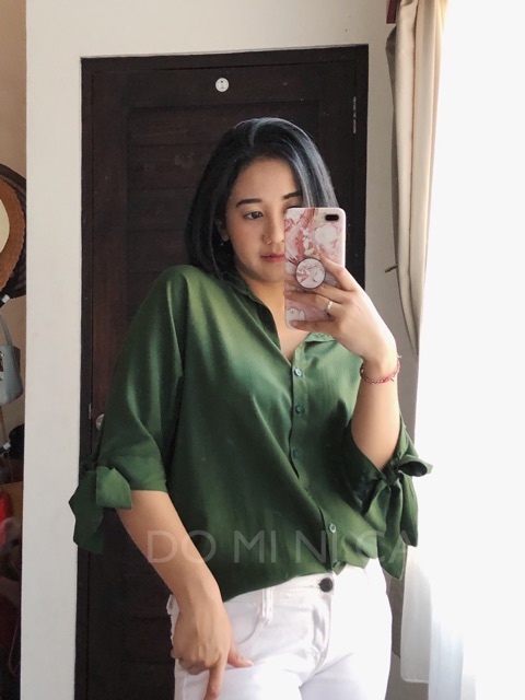 CINDY OVERSIZED SHIRT | kemeja wanita oversize lengan pendek bahan rayon-6