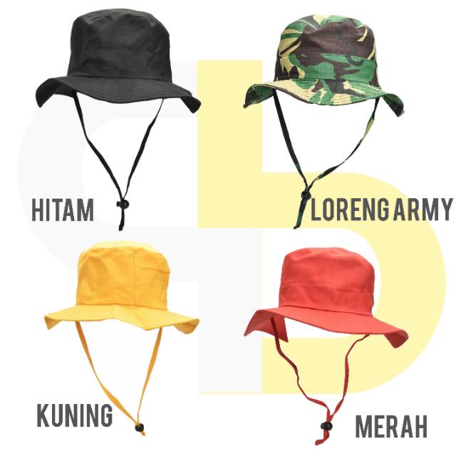 Topi Gunung Rimba Hiking Hutan Camping Hat Tali Cream Outbound Lapangan Kemping Outdoor Pria Wanita