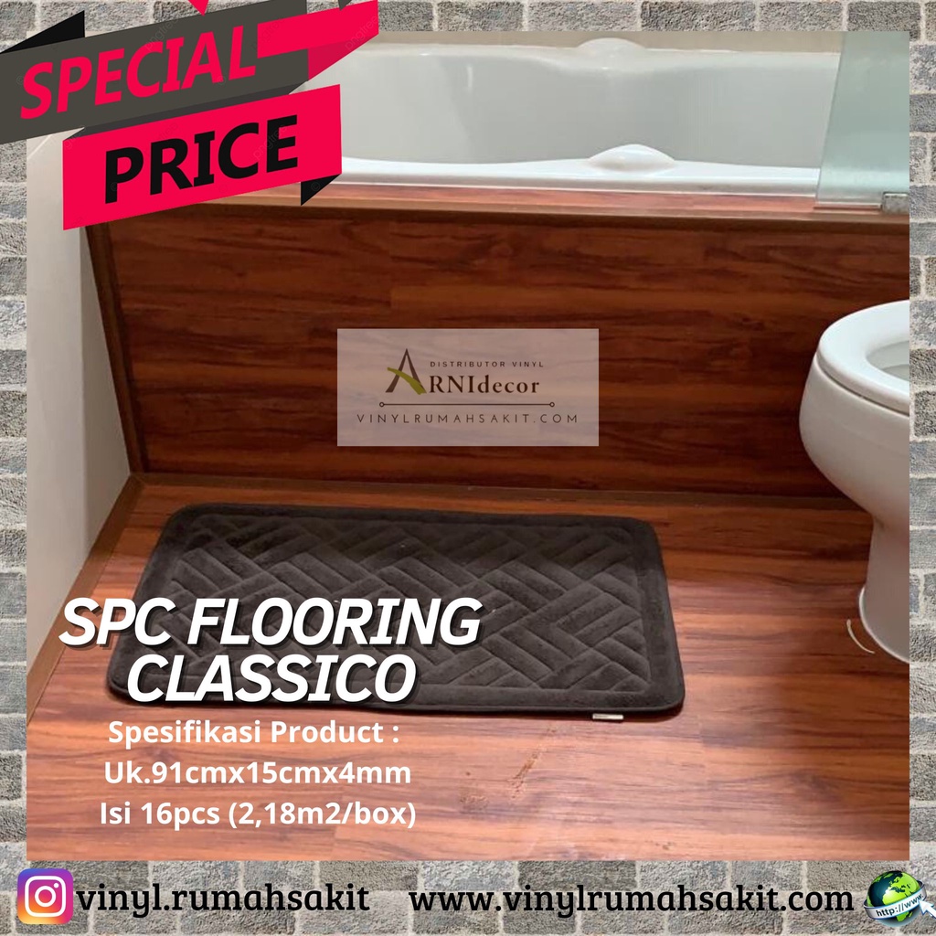 Lantai SPC Classico Tebal 4mm Motif Kayu Banyak Motif-Tahan Air/Rayap