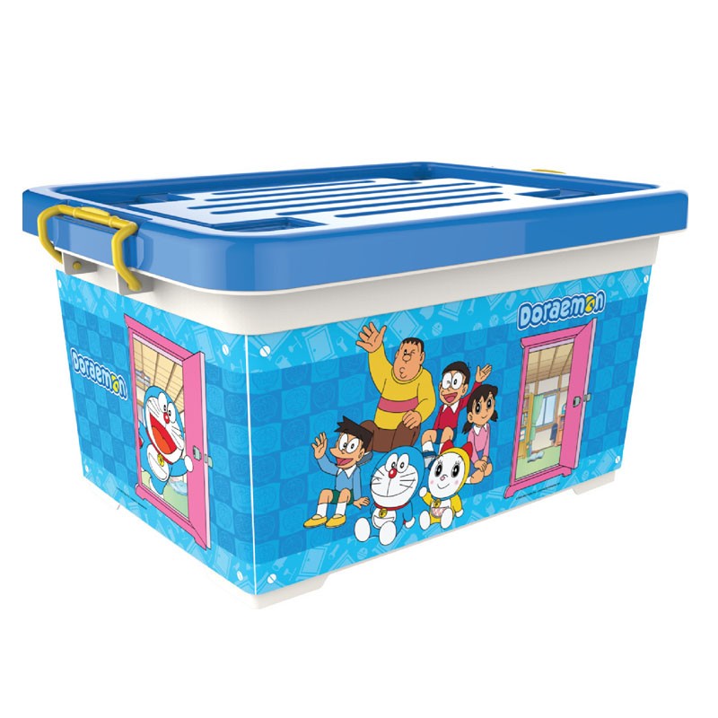 Container Box Doraemon Kotak Plastik 95 Liter Storage Penyimpanan Serbaguna Dengan Tutup Roda Naiba
