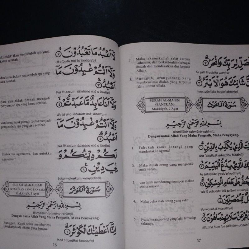 buku terjemah juz'amma klif A5 (15x21cm)