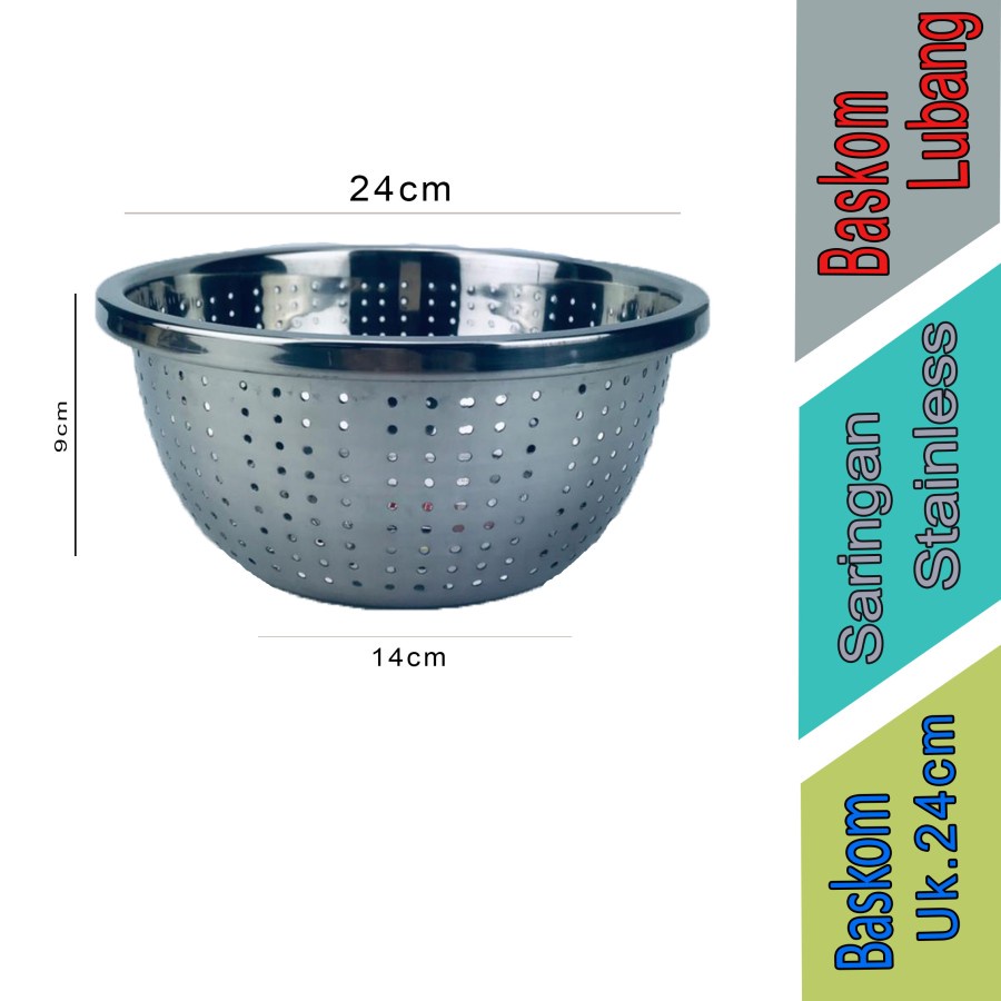 Baskom Lubang - Baskom Stainless - Baskom Serbaguna - Saringan 24cm