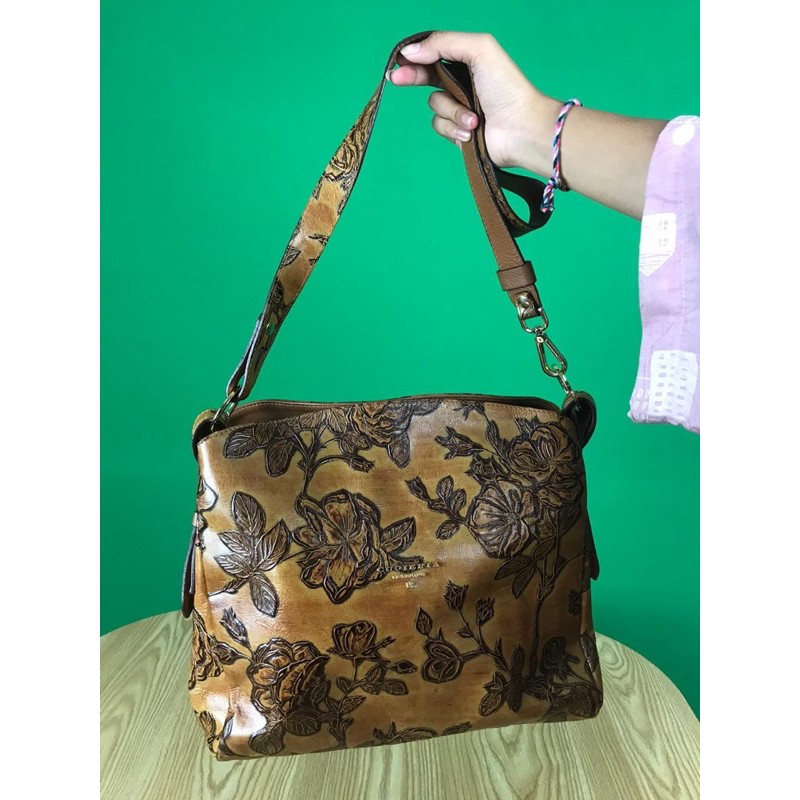 Cuoieria Fiorentina Italian Embossed Tas Wanita Second ORIGINAL Purchased in Italy (Dibeli Di Itali)