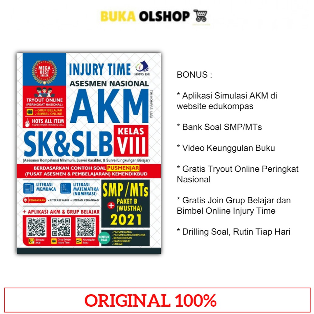 Injury Time Asesmen Nasional AKM SK & SLB Kelas VIII SMP Buku AKM Kelas 8 SMP
