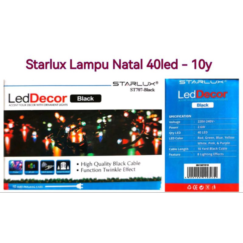 Starlux Lampu Natal Agustusan Kedip Warna Warni ST-707 40LED 10Yard Black