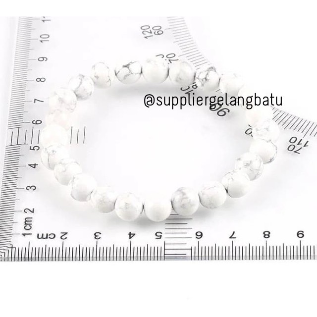 Gelang Batu pirus putih Original 6mm 8mm 10mm 12mm 14mm ukir premium aksesoris fashion pria wanita