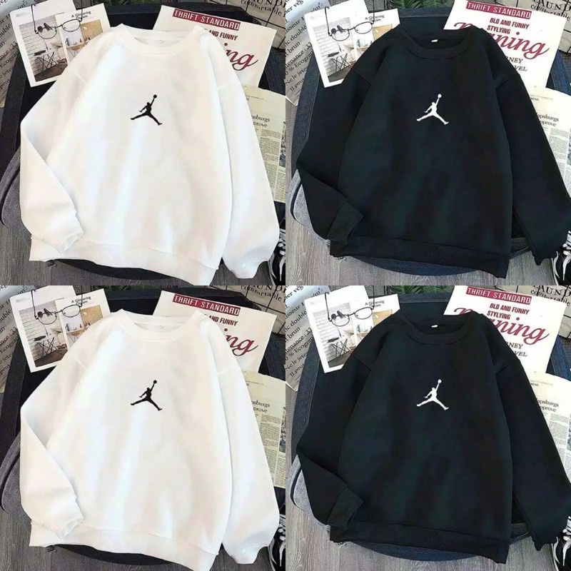 Sweater Oblong Pria Wanita Air Jordan - Air Jordan basic Sweater hitam putih - Sweater Oblong Jordan