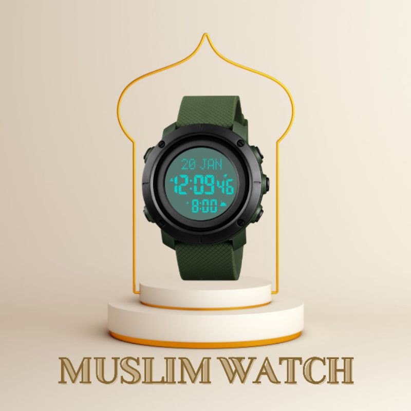 NUHA JAM TANGAN MUSLIM ADZAN KIBLAT ARMY BLACK