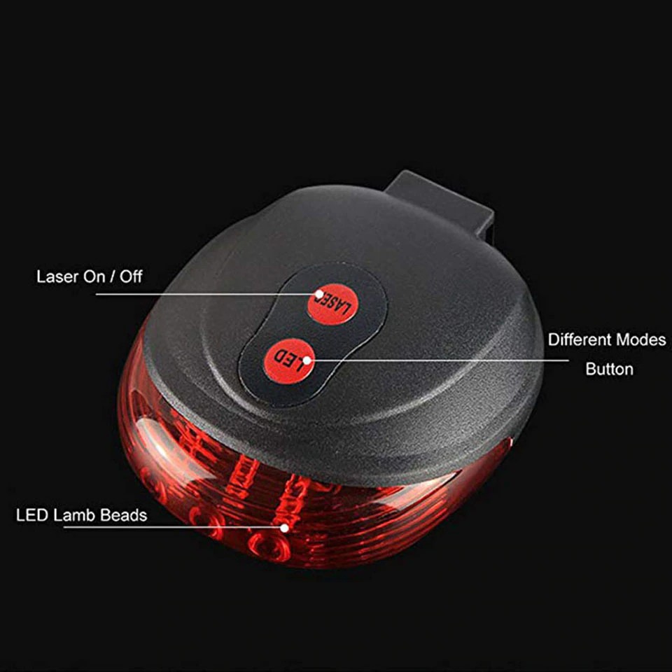 YGRETTE - RED / BLUE LED Bicycle Laser Strobe Tailight 5 LED / Lampu Belakang Sepeda 5LED With Laser