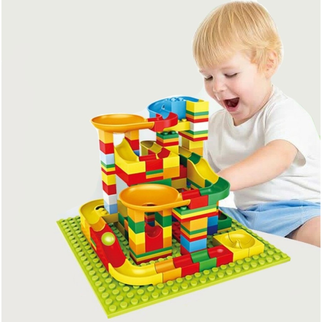 Mainan Balok Susun Brick Building Blocks Marble Race Run Maze Balls Track Slide Ball - Block Balok Susun