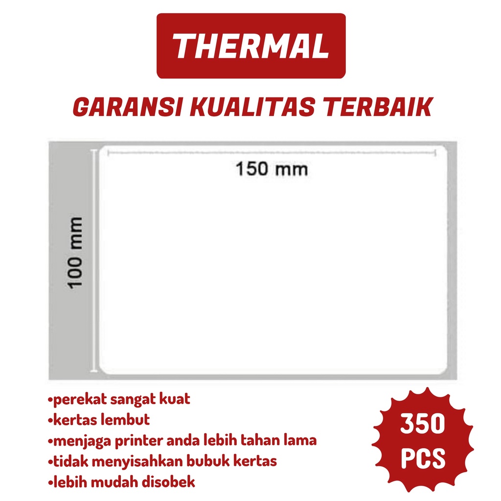 KERTAS THERMAL LABEL BARCODE 100 x150 mm DIRECT THERMAL 100x150 350pcs