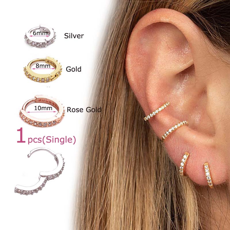 1piece Mini Hoop Earrings Tragus Rook Lobe Auricle Helix Piercing 6mm 8mm 10mm