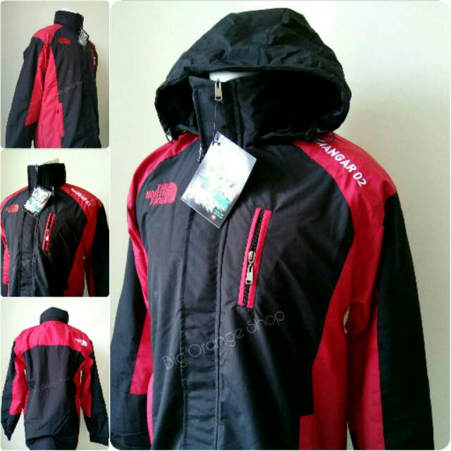 Jaket Jumbo murah The North Face Jaket Gunung TNF waterproof Windbreaker tipe Thangar 02 Hitam-merah