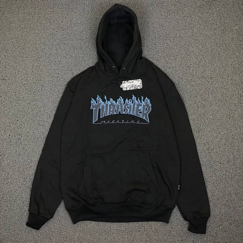 Jaket Sweater Hoodie Thrasher Magazine Flame Skateboarding (Full hang Tag + Label)