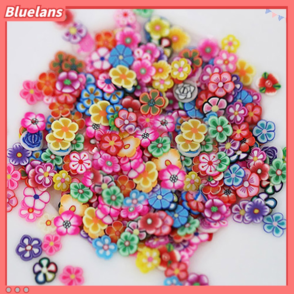 Bluelans 1000Pcs Stiker Kuku 3D Motif Buah / Bunga Bahan Keramik Untuk Nail Art