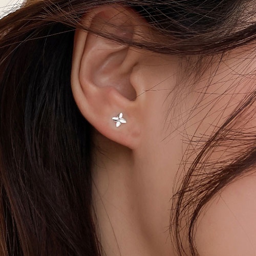 Roselife 1 Pasang Anting Tusuk Silver S925 Desain Bunga Kincir Angin Mini Anti Alergi Untuk Wanita