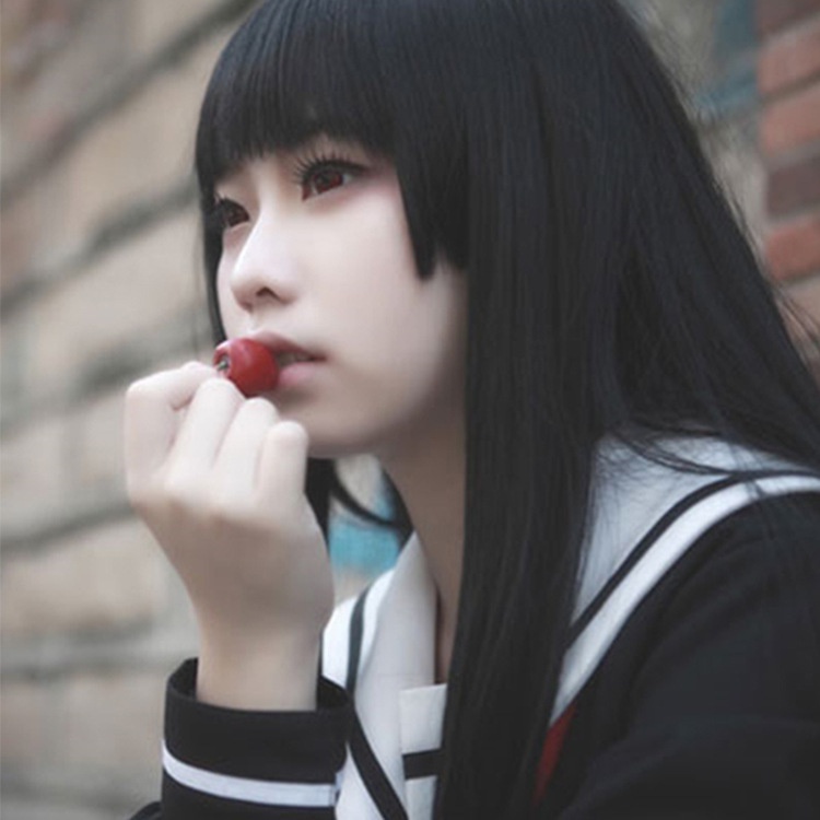 LOL-73 wig enma ai hell girl jigoku shoujo rambut palsu cosplay hime cut daily