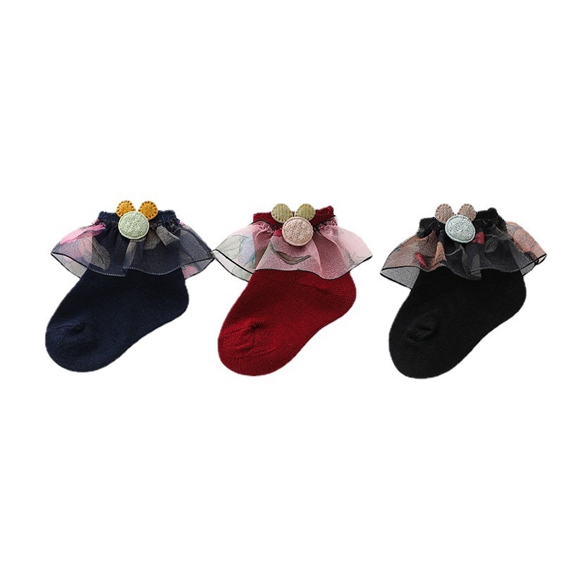 Kaos Kaki Anak Bayi Perempuan Import Model Dark Leaf / Baby Cute Socks