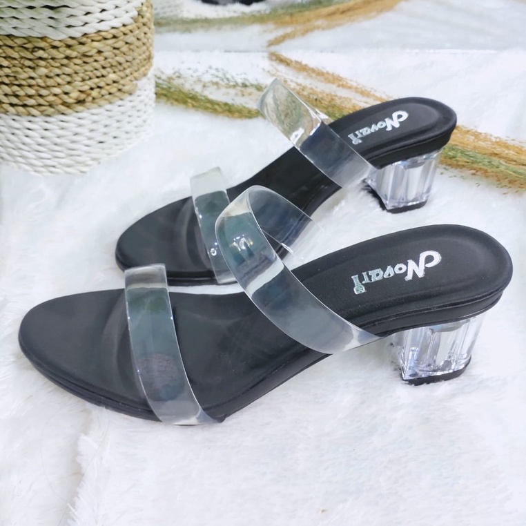 Sandal Wanita High Heel Kaca Transparan  - Novari H01