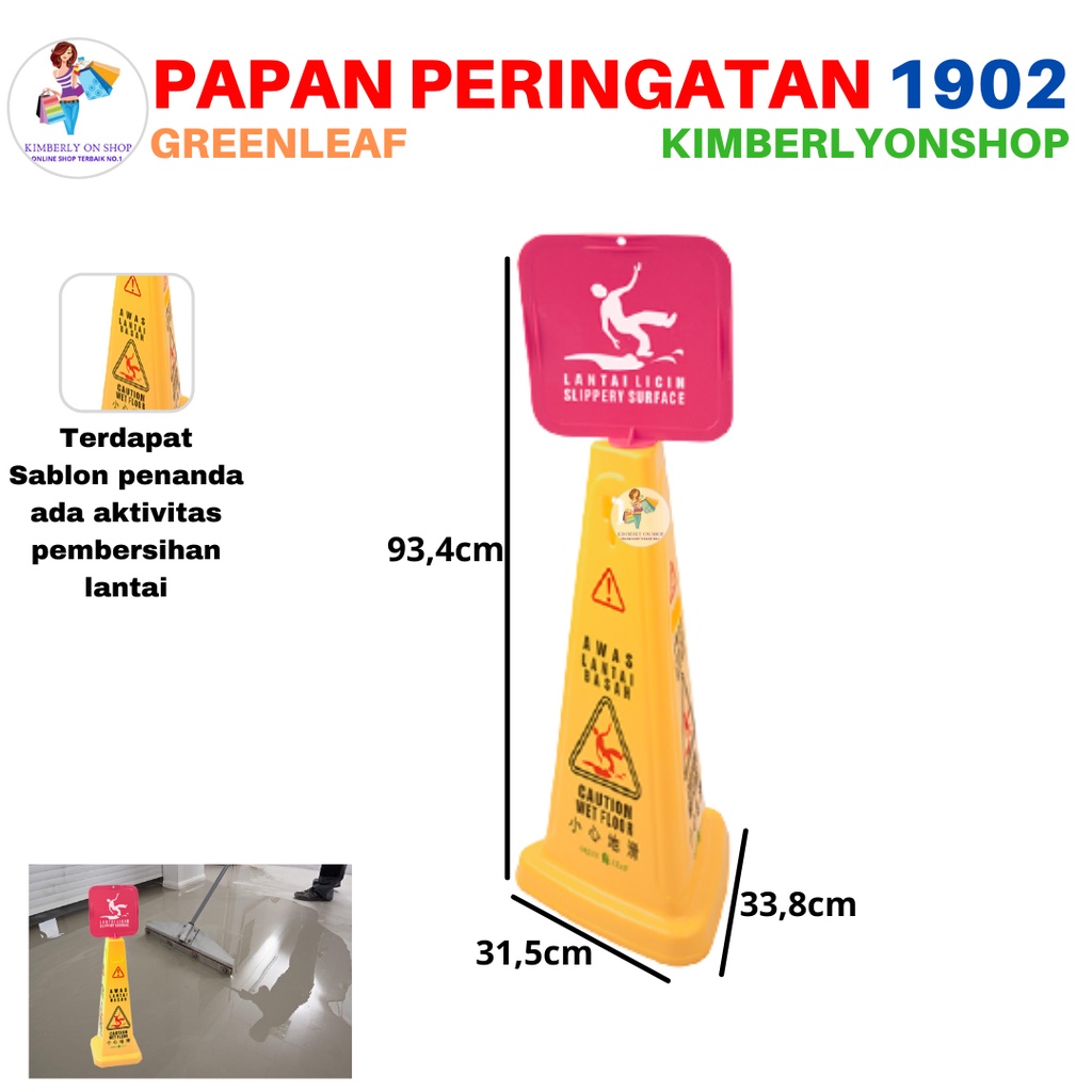 Sign Floor Papan Peringatan Awas Hati Hati Licin Basah 1902 Green Leaf