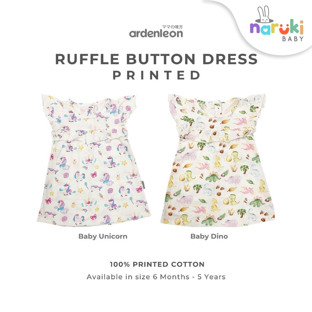 Ardenleon Ruffle Button Dress Printed Arden Leon Gaun Anak Perempuan