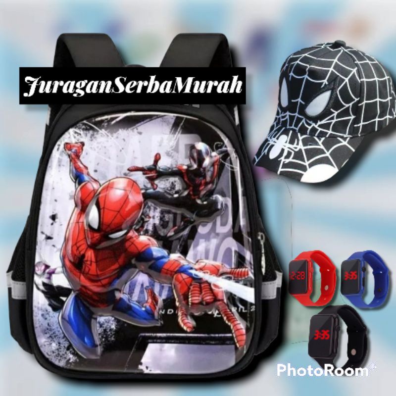 Tas Ransel Sekolah Anak Laki-laki TK SD Karakter Spider-Man Dan Superhero Murah