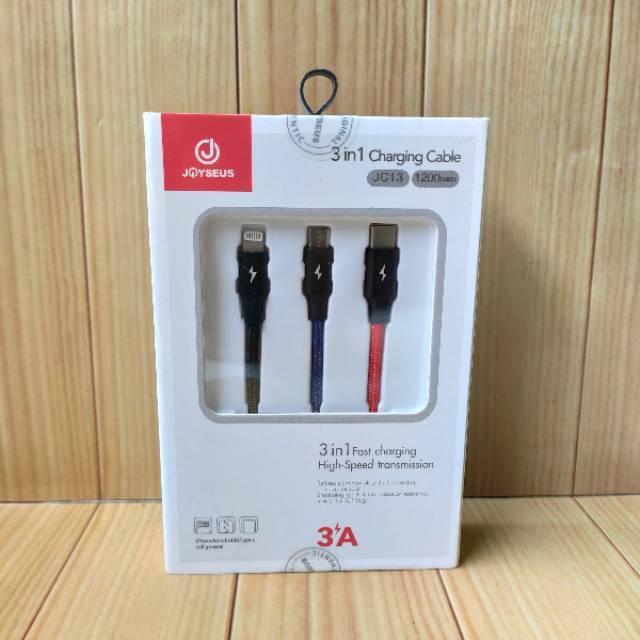 Joyseus 3 in 1 Kabel Charger Micro USB Type C iPhone Lightning - JC13