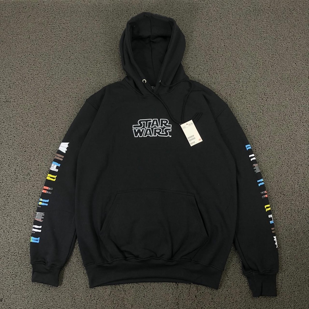 JAKET SWEATER HOODIE H&M X STAR WARS CHARACTERS SLEEVE HITAM