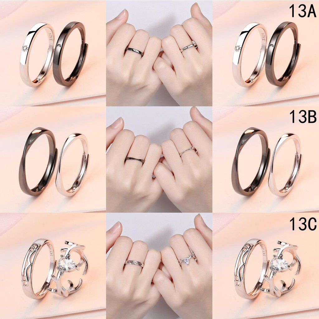 39 Desain Cincin perak Cincin couple silver 925 asli Cincin berlian Cincin yang bisa disesuaikan-13