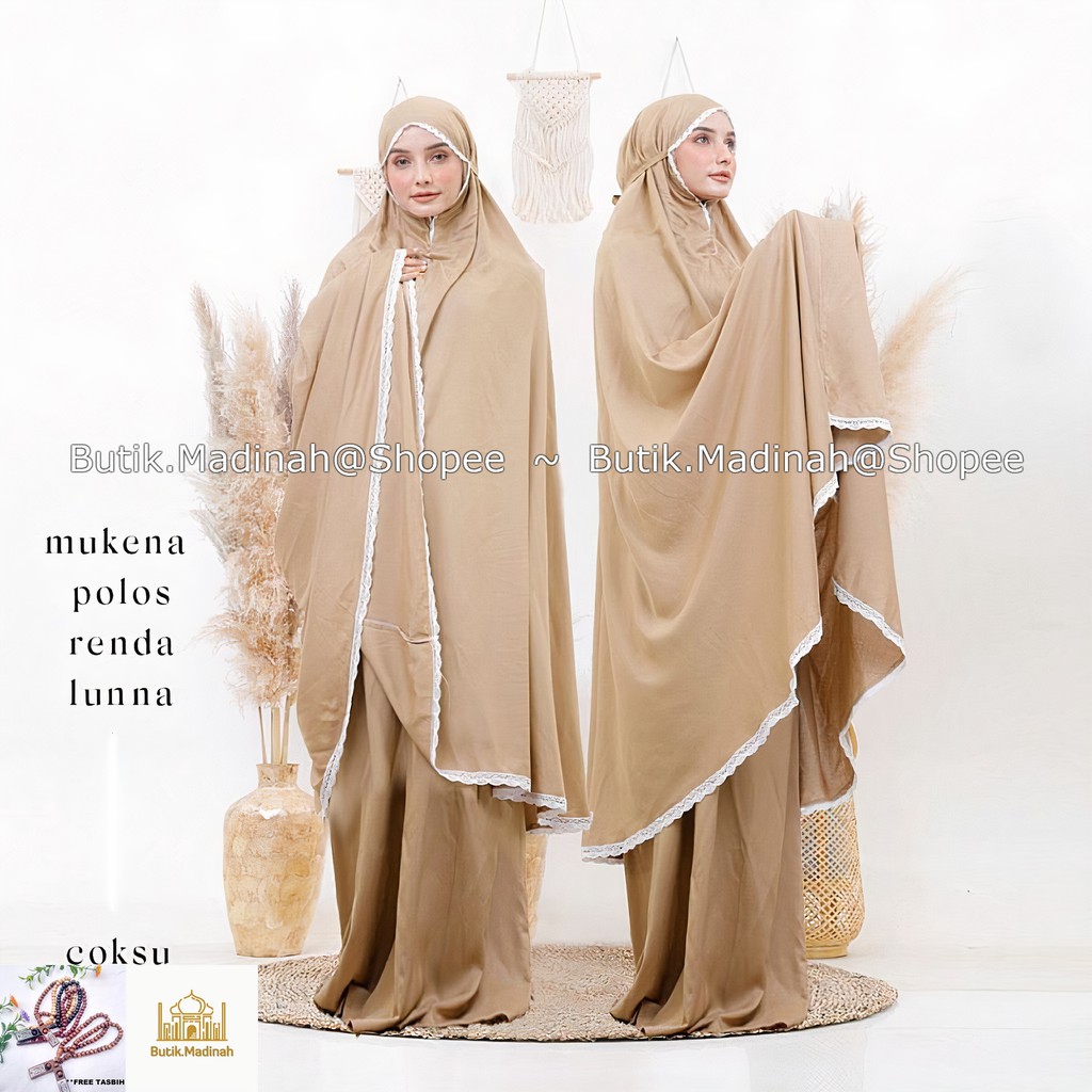 BUTIK.MADINAH MUKENA DEWASA SHEILA AMPLOP TRAVELING BALI POLOS RENDA