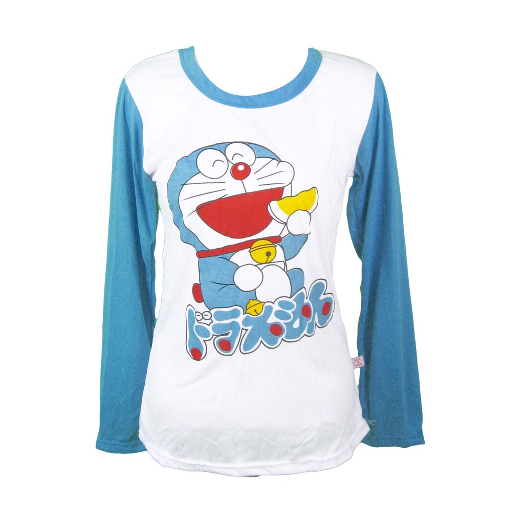 NTS-64 (S) atasan wanita kaos import lengan panjang doraemon