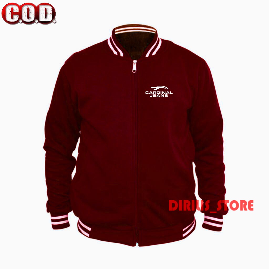 PROMO JAKET VARSITY BASEBALL PRIA & WANITA CARDINAL JEANS > BAHAN FLECEE NON LEBEL > SWEATER > JAKET