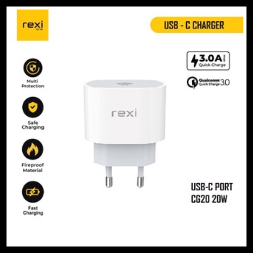 REXI CG20 USB-C PORT CHARGER 20W KEPALA CHARGER ORIGINAL