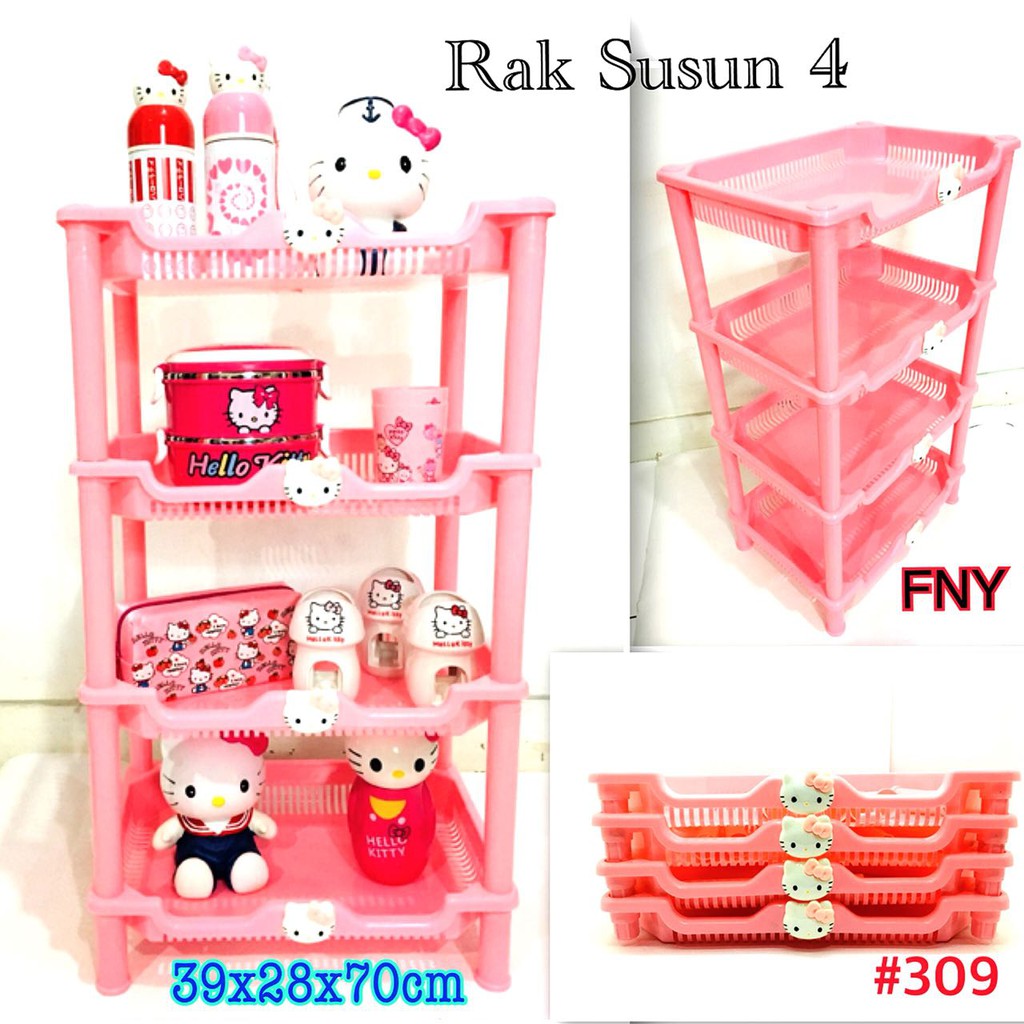 BARANG UNIK RAK SUSUN 4 TINGKAT MOTIF HELLO KITTY SERIES